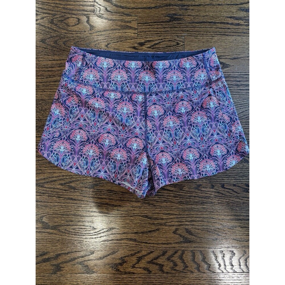 Greyson Women’s Printed Running Athletic Shorts Size Medium Purple Pink Lined